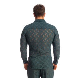 Haut lounge del marchio L HOMME INVISIBLE - Delphinium - Long Sleeve Lace Shirt - Ref : HW176 DEL 272