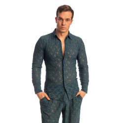 Haut lounge del marchio L HOMME INVISIBLE - Delphinium - Long Sleeve Lace Shirt - Ref : HW176 DEL 272