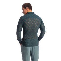 Haut lounge del marchio L HOMME INVISIBLE - Delphinium - Long Sleeve Lace Shirt - Ref : HW176 DEL 272