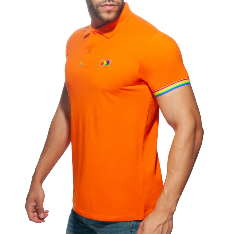 Polo de la marque ADDICTED - Polo Rainbow - orange - Ref : AD960 C04
