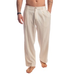 Pants of the brand L HOMME INVISIBLE - Palm Spring - Pantalon Lounge à Plis - Vanille - Ref : RW20 PAL 011