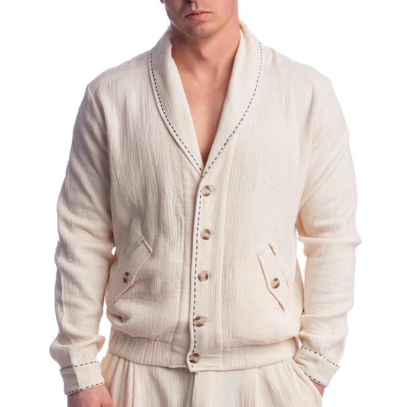 Veste de la marque L HOMME INVISIBLE - Palm Spring - Veste Col Châle - Vanille - Ref : HW181 PAL 011