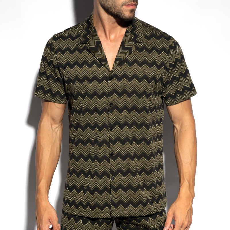 Chemise de la marque ES COLLECTION - Chemise Aristo Edition Limitée - Kaki - Ref : SHT034 C12