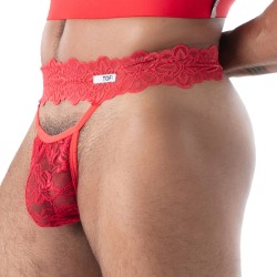 String de la marque TOF PARIS - String ultra Tof Paris Fluid Lace - Rouge - Ref : TOF593R