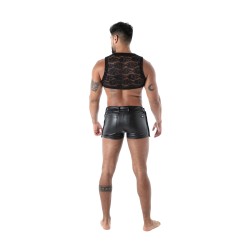 Manches courtes de la marque TOF PARIS - Crop Top zippé en Dentelle Fluide Tof Paris - Noir - Ref : TOF592N