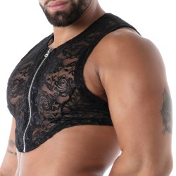 Maniche del marchio TOF PARIS - Crop Top zippé Tof Paris Fluid Lace - Noir - Ref : TOF592N