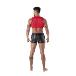 Manches courtes de la marque TOF PARIS - Crop Top zippé Tof Paris Fluid Lace - Rouge - Ref : TOF592R