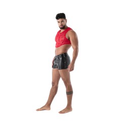 Manches courtes de la marque TOF PARIS - Crop Top zippé Tof Paris Fluid Lace - Rouge - Ref : TOF592R
