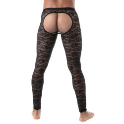 Caleçon long de la marque TOF PARIS - Legging Open Tof Paris Fluid Lace - Noir - Ref : TOF591N