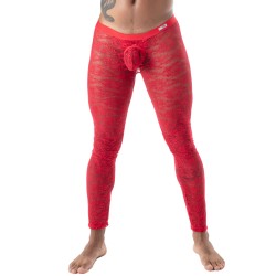 Caleçon long de la marque TOF PARIS - Legging Open Tof Paris Fluid Lace - Rouge - Ref : TOF591R