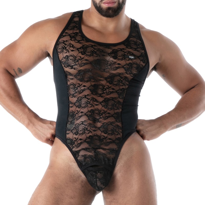 Body de la marque TOF PARIS - Body String Tof Paris Fluid Lace - Noir - Ref : TOF589N
