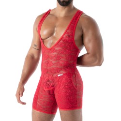 Body de la marque TOF PARIS - Body Poche ouverte Tof Paris Fluid Lace - Rouge - Ref : TOF590R