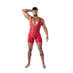 Body de la marque TOF PARIS - Body Poche ouverte Tof Paris Fluid Lace - Rouge - Ref : TOF590R