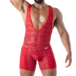 Body de la marque TOF PARIS - Body Poche ouverte Tof Paris Fluid Lace - Rouge - Ref : TOF590R