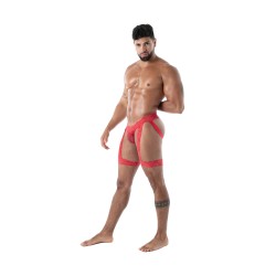 Jock strap de la marque TOF PARIS - Jock Chaps Tof Paris Fluid Lace - Rouge - Ref : TOF587R
