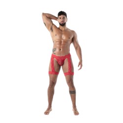 Jock strap de la marque TOF PARIS - Jock Chaps Tof Paris Fluid Lace - Rouge - Ref : TOF587R
