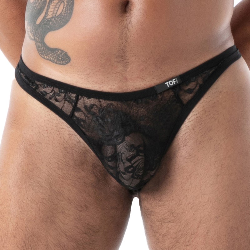 String de la marque TOF PARIS - String G en Dentelle Fluide Tof Paris - Noir - Ref : TOF586N
