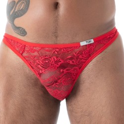 String de la marque TOF PARIS - String  G en Dentelle Fluide  Tof Paris - Rouge - Ref : TOF586R