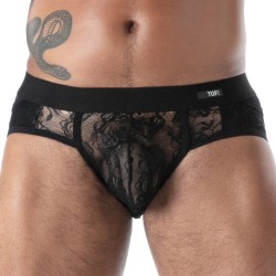 Slip, Tanga de la marque TOF PARIS - Slip à Poches en Dentelle Fluide Tof Paris - Noir - Ref : TOF585N