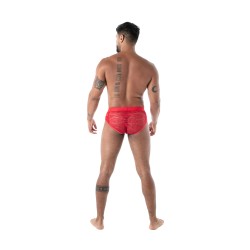 Slip, Tanga de la marque TOF PARIS - Slip à Poches en Dentelle Fluide Tof Paris - Rouge - Ref : TOF585R