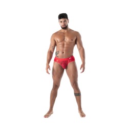 Slip, Tanga de la marque TOF PARIS - Slip à Poches en Dentelle Fluide Tof Paris - Rouge - Ref : TOF585R