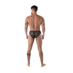 Slip, Tanga de la marque TOF PARIS - Mini Slip en Dentelle Fluide Lace Tof Paris - Noir - Ref : TOF584N