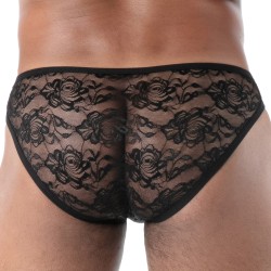 Slip, Tanga de la marque TOF PARIS - Mini Slip en Dentelle Fluide Lace Tof Paris - Noir - Ref : TOF584N