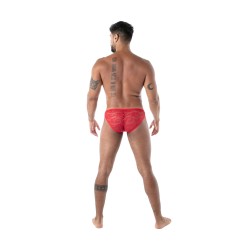 Slip, Tanga de la marque TOF PARIS - Mini Slip en Dentelle Fluide Tof Paris - Rouge - Ref : TOF584R
