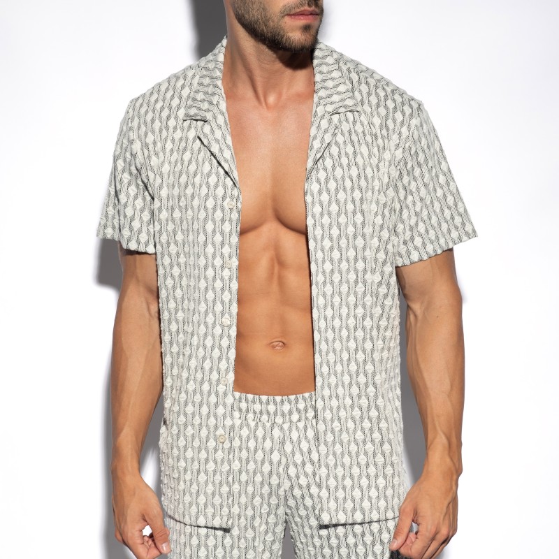 Chemise de la marque ES COLLECTION - Chemise Glen Edition Limitée - Blanc - Ref : SHT033 C01 Chemise de la marque ES COLLECTION - Chemise Glen Edition Limitée - Blanc - Ref : SHT033 C01