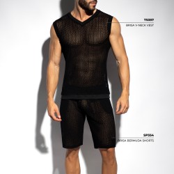 Tirantes de la marca ES COLLECTION - Camiseta sin mangas con cuello en V - Negro - Ref : TS357 C10