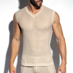 Tank top of the brand ES COLLECTION - V-Neck Tank Top - Beige - Ref : TS357 C28