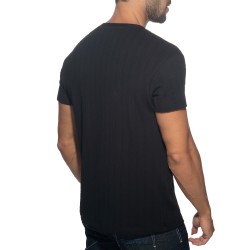 Manches courtes de la marque ADDICTED - T-Shirt V-Neck Barley - Noir - Ref : AD1387 C10
