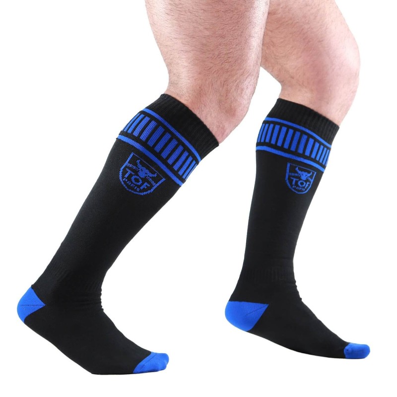 Chaussettes & socquettes de la marque TOF PARIS - Chaussettes Footish Tof Paris Noir/Bleu - Ref : S0001NBU