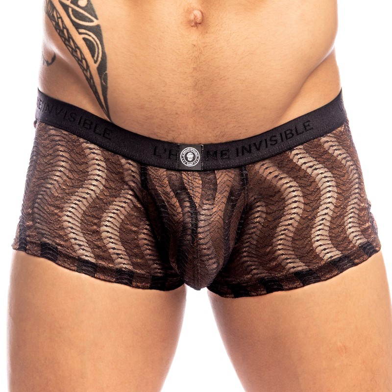 Boxer shorts, Shorty of the brand L HOMME INVISIBLE - Night Ripple- Hipster Push Up L Homme Invisible Chocolat - Ref : UW25 NIR 
