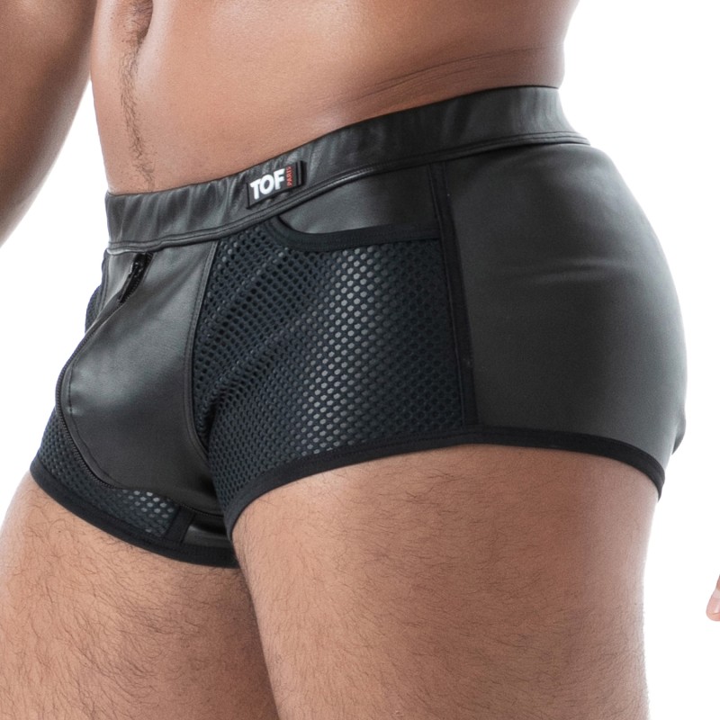 Boxer shorts, Shorty of the brand TOF PARIS - Kinky Full Zip Boxer Shorts Black - Ref : TOF612N