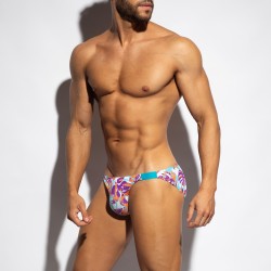 Slip, Tanga de la marque ES COLLECTION - Bikini Garden Rib Edition Limitée - Turquoise - Ref : UN653 C08