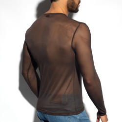 Manches longues de la marque ES COLLECTION - T-Shirt Net Long Sleeves Edition Limitée - Marron - Ref : TS360 C13