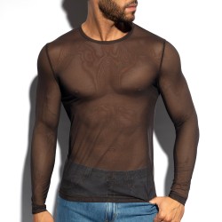 Manches longues de la marque ES COLLECTION - T-Shirt Net Long Sleeves Edition Limitée - Marron - Ref : TS360 C13