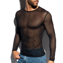Manches longues de la marque ES COLLECTION - T-Shirt Net Long Sleeves Edition Limitée - Noir - Ref : TS360 C10