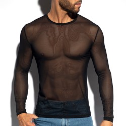 Manches longues de la marque ES COLLECTION - T-Shirt Net Long Sleeves Edition Limitée - Noir - Ref : TS360 C10