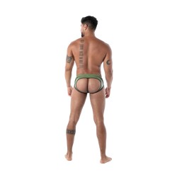 Slip, Tanga de la marque TOF PARIS - Slip Bottomless Latex Seconde Peau - Kaki - Ref : TOF638K