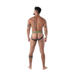 Jock strap de la marque TOF PARIS - Jock Zip Latex Seconde Peau - Kaki - Ref : TOF639K