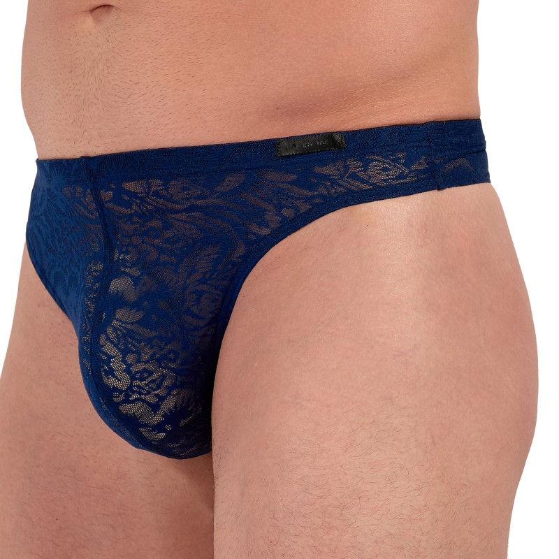 String de la marque HOM - G-String HOM Free Cut Lace - Marine - Ref : 402886 00RA