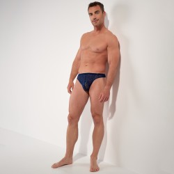 String de la marque HOM - G-String HOM Free Cut Lace - Marine - Ref : 402886 00RA