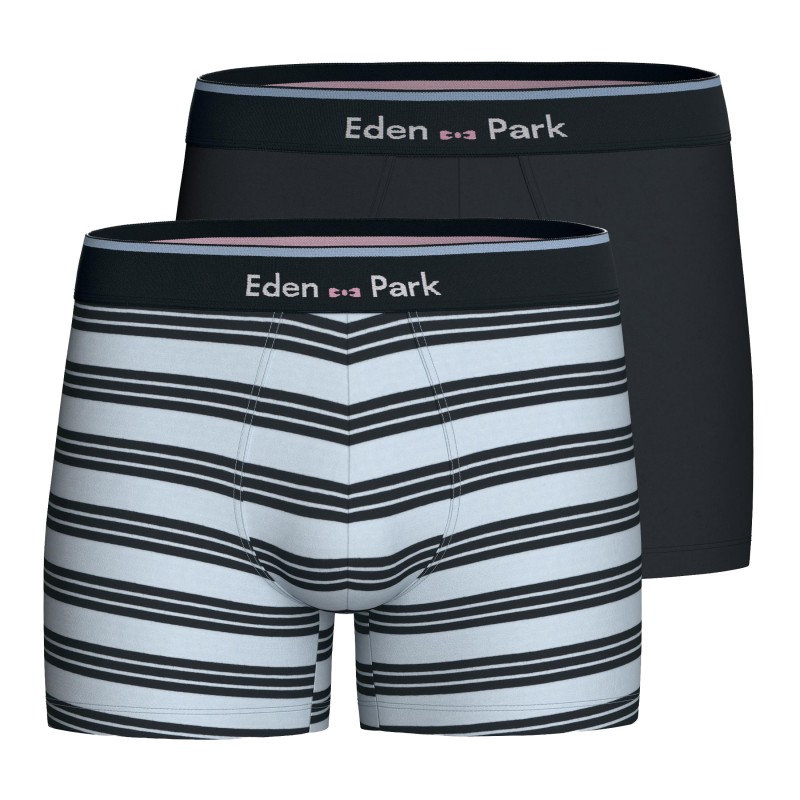 Lots de la marque EDEN PARK - Lot de 2 boxers Eden Park rayés - bleu / marine - Ref : EP1221H95P2 BL137