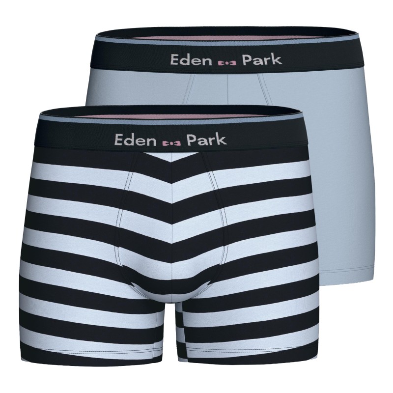 Lot de 2 boxers Eden Park rayés - bleu ciel - Eden Park : vente de ...