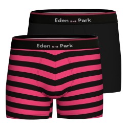 Lot de 2 boxers Eden Park rayés - fushia - Eden Park : vente de Lot...