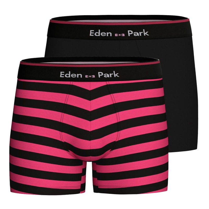 Lot de 2 boxers Eden Park rayés - fushia - Eden Park : vente de Lot...