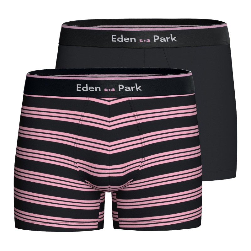 Lot de 2 boxers Eden Park petites rayures - rose - Eden Park : vent...