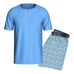 Pyjacourt de la marque IMPETUS - Pyjama Court En Coton Impetus - bleu - Ref : IM1513P0700 BL144